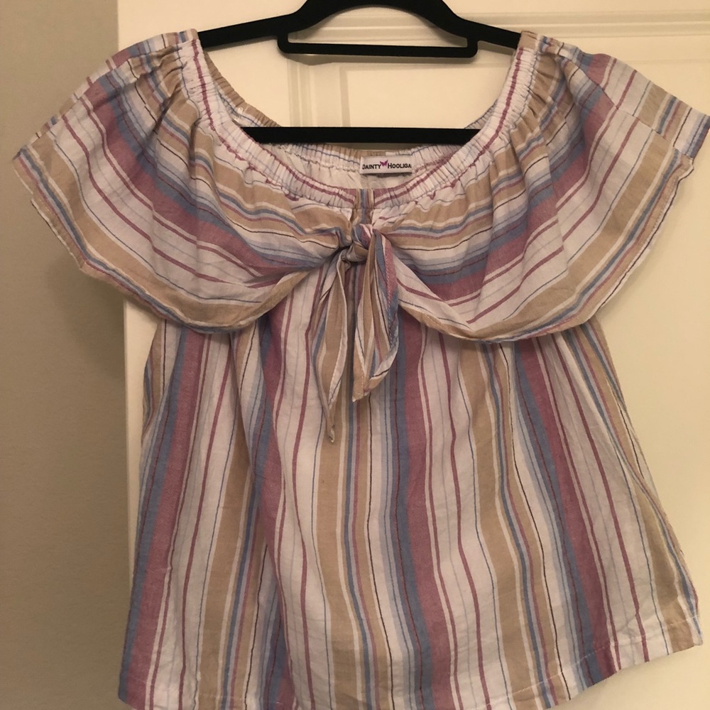 Striped off the shoulder top